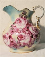 9 in tall Pitcher with Painted Roses