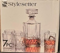 7 Pcs Crystal Decanter & 6 matching Glasses in box