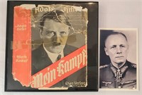 WW11 Mein Kampf cover and Edward Rammel post card