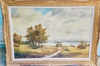 P.Ewert Original oil landscape painting Vintage