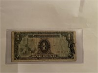 1943 WWII Occupational Japan 1 Peso Note