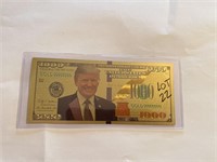 24kt Gold $1000 Bill TRUMP in Protective Case