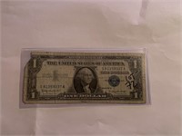 Early 1957 B $1 US Silver Certificate Bill XF
