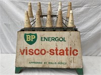 BP Visco oil bottle rack complete bottles, tops