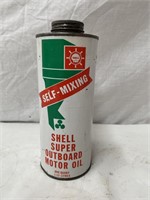 Shell super outboard oil quart tin