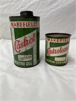 Wakefield Castrol quart oil tin  & 1 lb grease tin