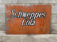 Original Schweppes Cola sign approx 3 x 2 ft