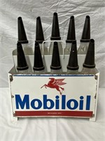 Mobil oil bottle rack genuine bottles & tops
