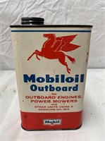 Mobiloil outboard quart oil tin
