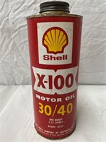 Shell X-100 quart oil tin