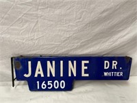 Janine Drive double sided enamel street sign