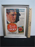 Original Framed 1930's Lucky Strike Cigarette Ad