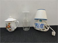 mug, lamp, glass jar