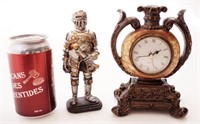 Horloge et figurine de chevalier