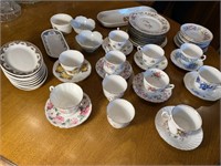 CUPS, SAUCERS AND OTHER PLATES INCL LIMOGES