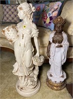 SET OF STATUES 25&28 INCHES TALL RESPECTIVELY