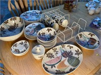SET OF RED WING HANDPAINTED OVENPROOF DISHES,