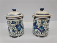 Pair of Glazed Teracotta Cannisters