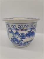 9.5" Ornate Oriental Painted Flowerpot