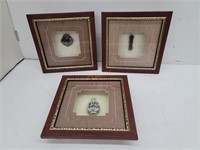 (3) Oriental Wall Hanging Matted Shadow Boxes