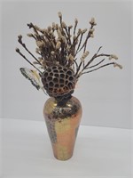 Made in India Multi Tone metal Vase w/ arrangement