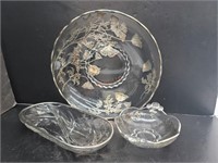 (3) Ornate Silverplated Floral Serving Dishes
