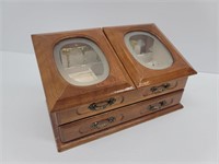Wooden Jewelry Box w/ etched glass doors