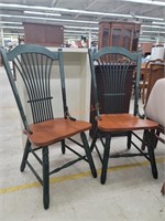 (2) Solid Wood Green Dining Room Chairs