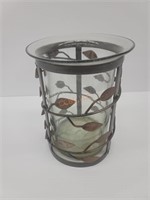 Metal leaf and glass Candle Holder