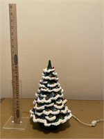 Lighted Frosted Ceramic Christmas Tree