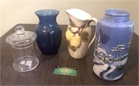 Pitchers, Vase, and Candle Holder