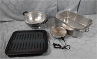 Roasting Pans, Strainer, And Warming Dish