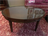 OVAL COFFEE TABLE WITH GLASS TOP BY DIELCRAFT