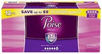 Poise 3-in-1 12 hour Pads 132 Ct. Lot