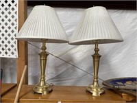 Pair of Brass (look) Heavy Table Lamps