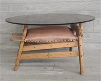Camel Saddle Table w/ Glass Top