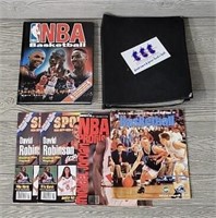 Binder of Basketball Cards & (5) NBA Books