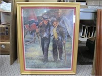 CIVIL WAR PRINT OF TWO SOLIDERS CARRYING FLAG