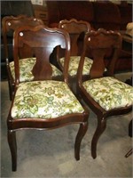 SET OF 4 ANTIQUE DINING CHAIRS W/ UP. SEAT