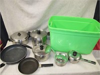 Assorted Pots & Pans in Tote (no lid)