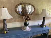 Mirror, 2 - Lamps, Vase