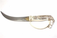 Vintage damascus steel and horsebone knife