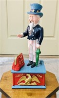 Vintage Cast Iron Patriotic Uncle Sam  Bank