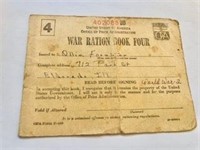 WW11 U.S. War Ration Book with ration stamps