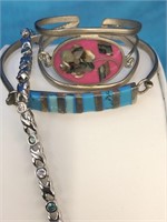 Sterling Silver Turquoise Bracelet & Alpaca inlay