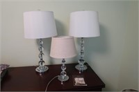 3 Crystal/Chrome Table Lamps(matching)