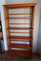 Wooden Bookshelf w/5 Shelves-bottom shelf repaired
