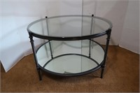 Round Metal & Glass Table-30x18"H