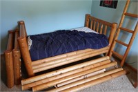 Rustic Wood Bunk Bed w/Ladder-48x83x68