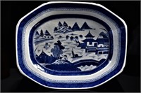Chinese Canton Blue & White Platter 19th Century